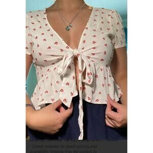 John Galt California “Brandy Melville” club embroidered floral design crop